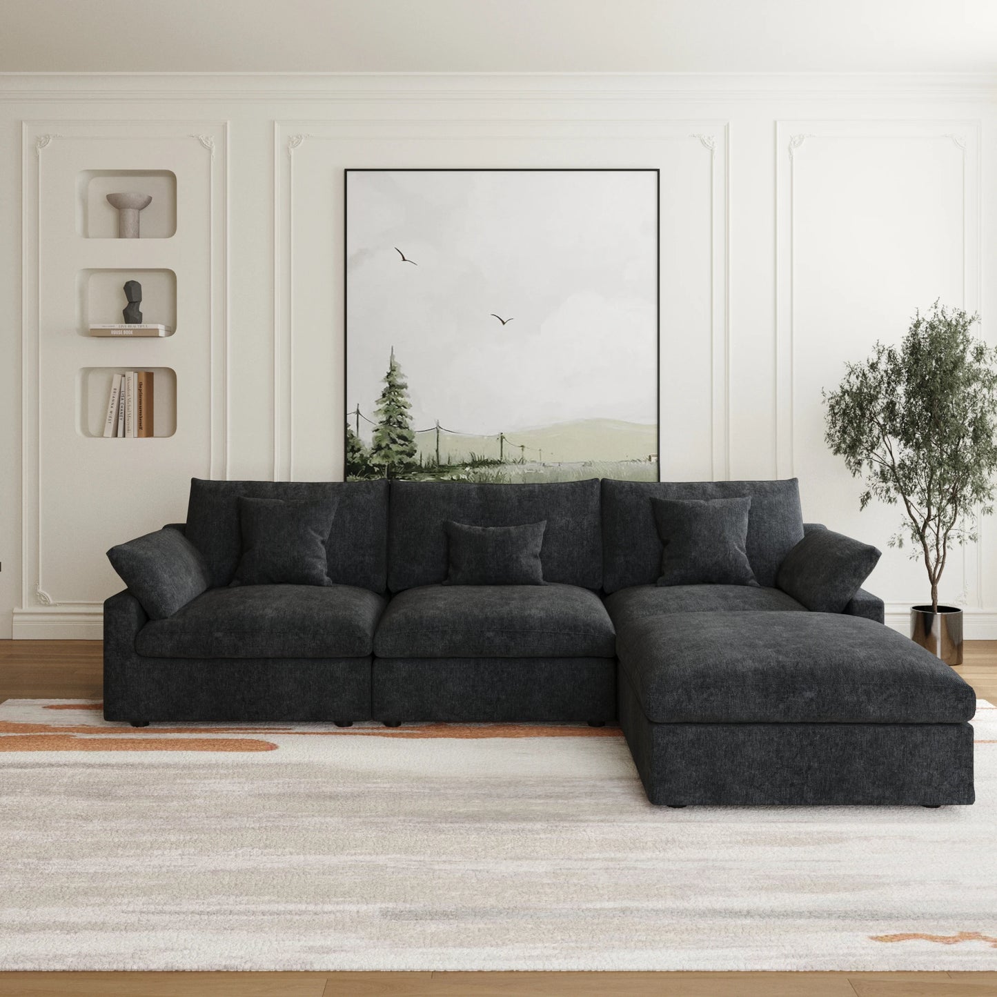 Sdorens Cloud L-Shaped Sectional Sofa With Ottoman
