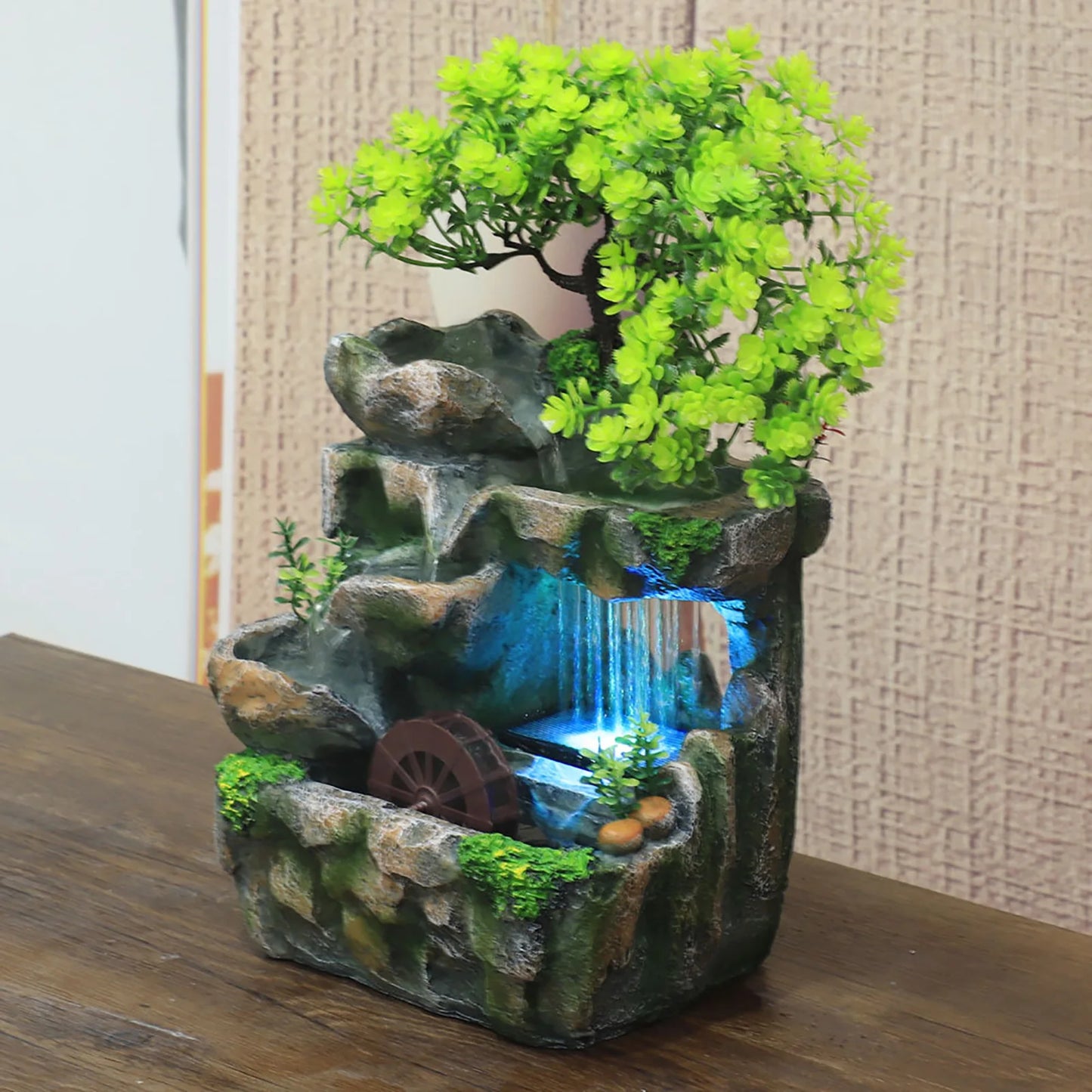Indoor Room Desktop Fountain With LED Lighting Waterfall