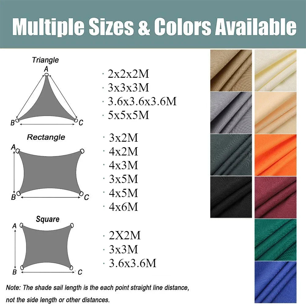 Waterproof Shade Sail Canopy For Outdoor Patio Garden Sun Shade