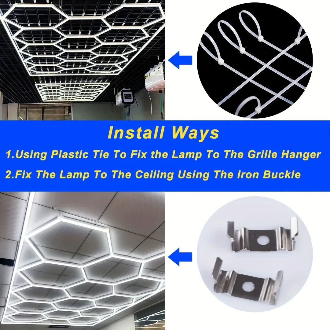 Hexagon LED Garage Light Honeycomb Ceiling Tubular Lighting