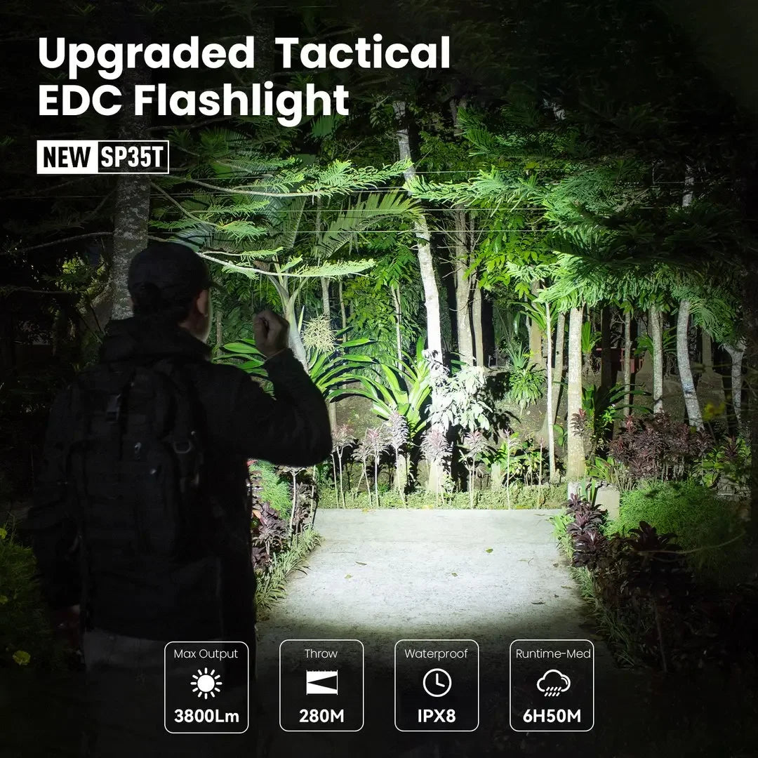 Sofirn SP35T 3800lm Tactical Flashlight USB C Rechargeable Torch