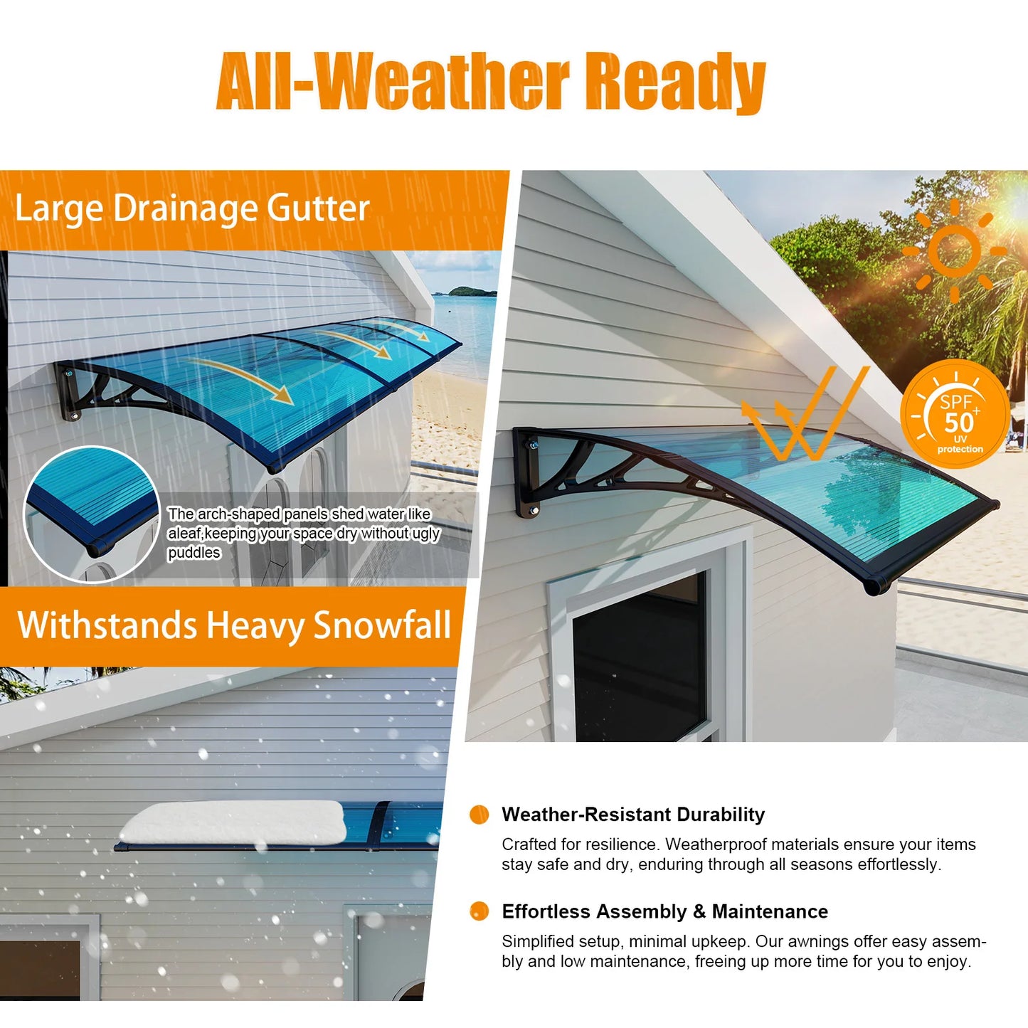 GUANSU-CN Awnings Canopy for Door and Window UV Protection