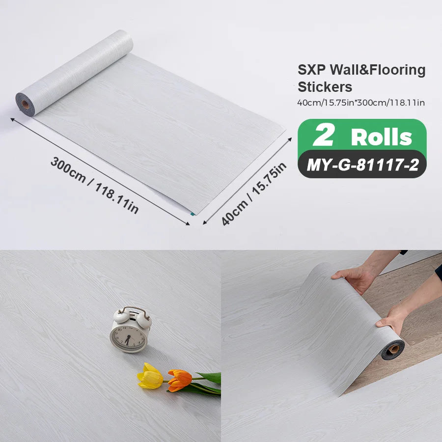 Self Adhesive Wall And Floor Sticker Wood Grain Marble Design
