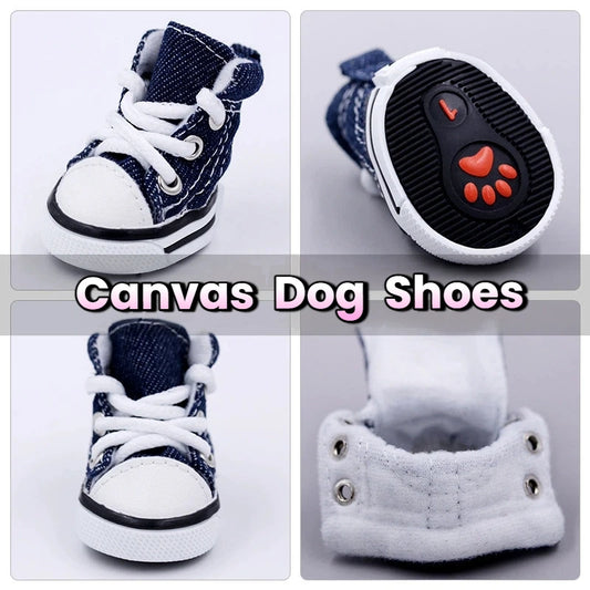 Pet Shoes Non Slip Denim Canvas For Dogs And Cats