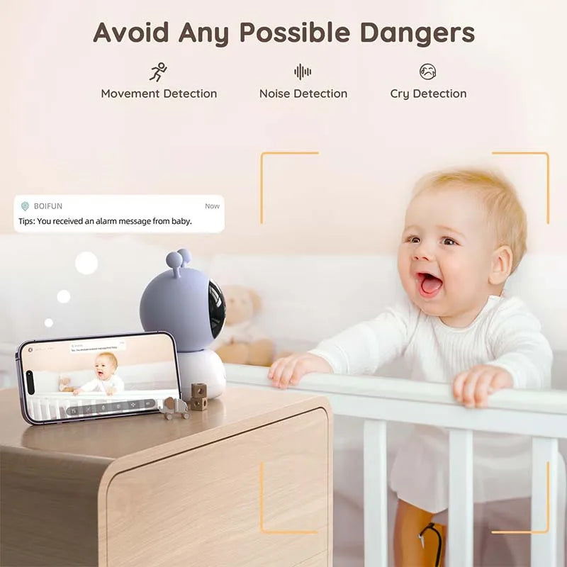 BOIFUN 2K Wireless Video Baby Monitor With Two Way Talk