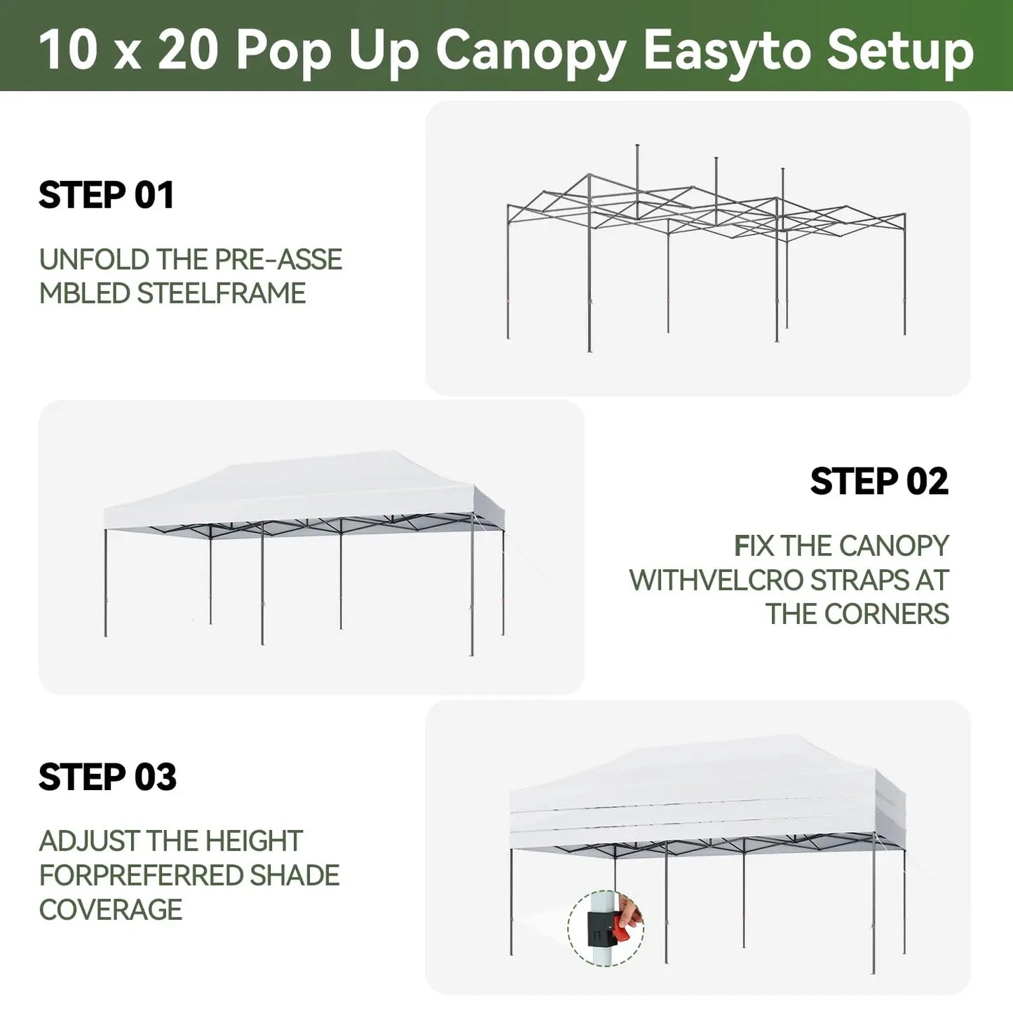 Pop Up Canopy Shelter Easy Up Outdoor Tent Roller Bag