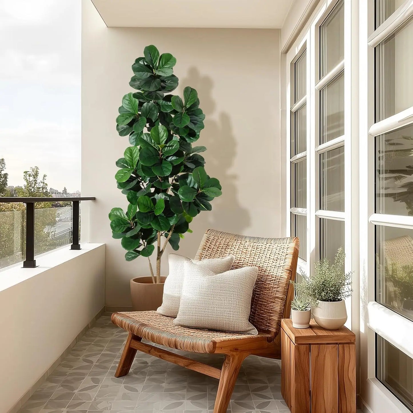 HiMISS Fiddle Leaf Fig Tree Artificial In Planter Pot Ficus