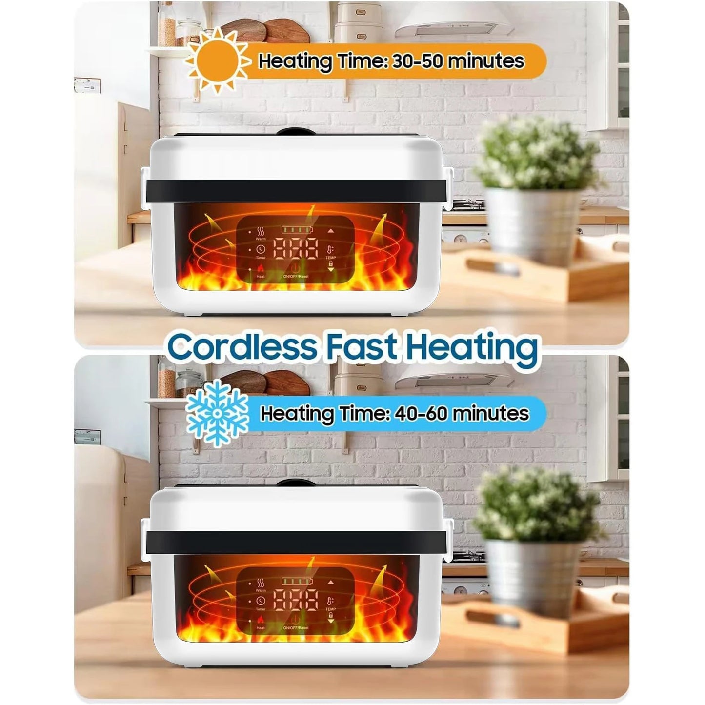 Rechargeable 8000mAh Timer Lunch Box With Automatic Heating And Utensils