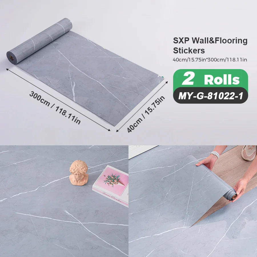 Self Adhesive Wall And Floor Sticker Wood Grain Marble Design