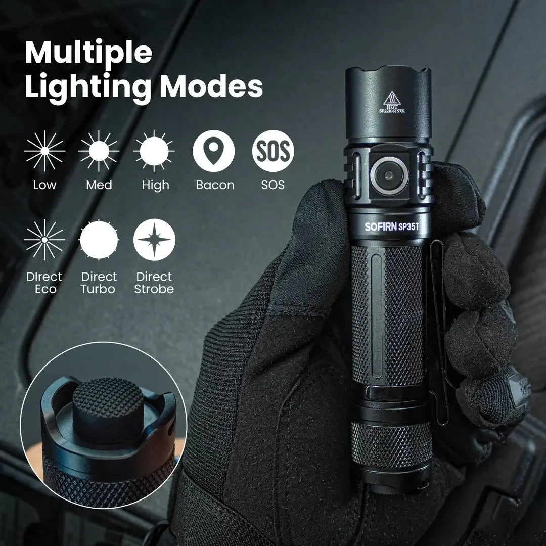 Sofirn SP35T 3800lm Tactical Flashlight USB C Rechargeable