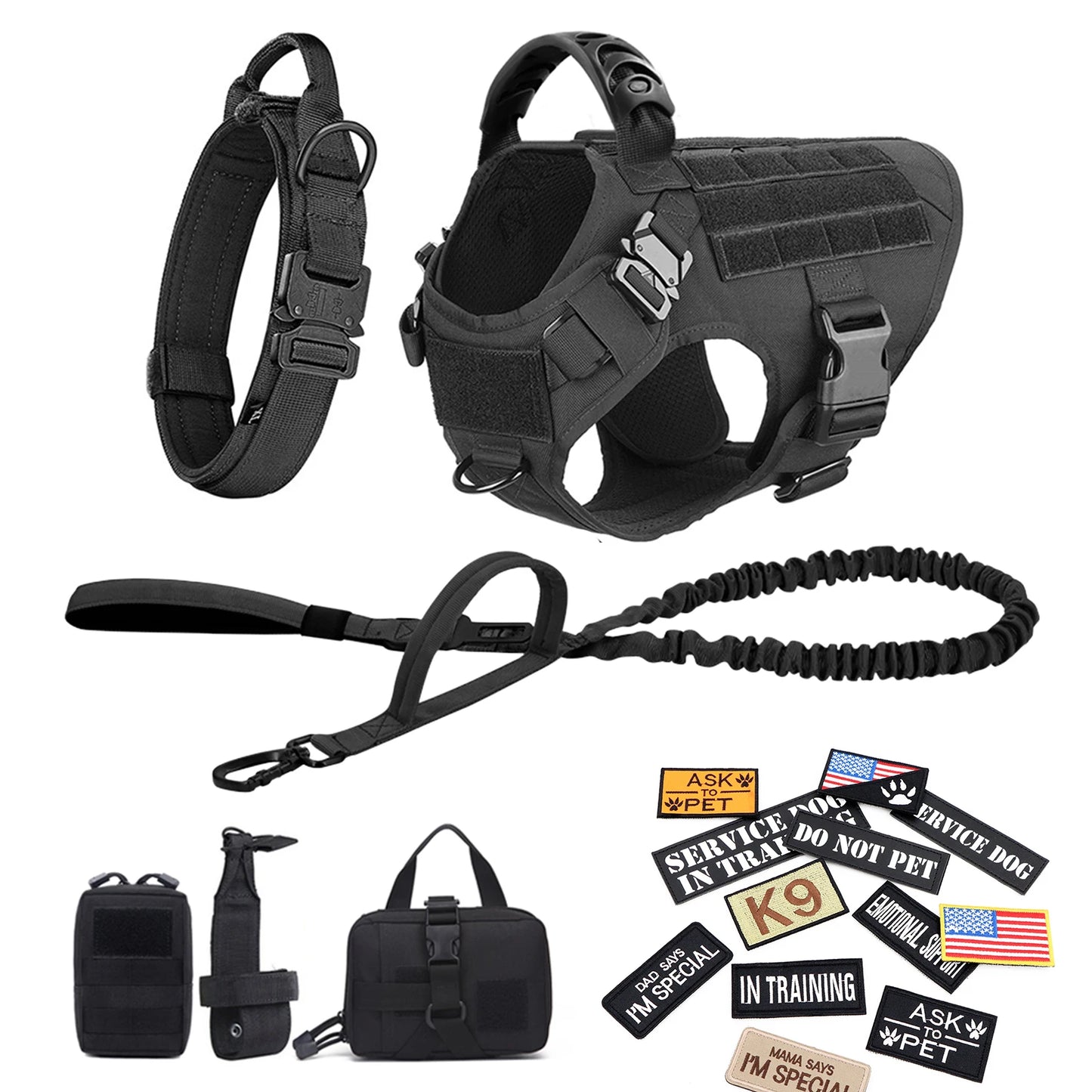 PetTravel Military Dog Harness Vest Set For Malinois Training