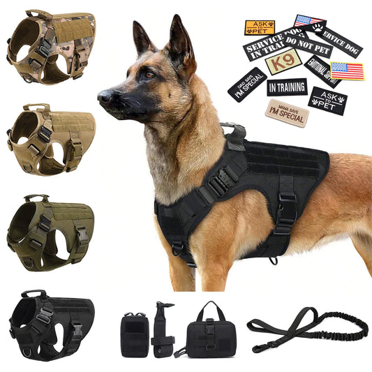 PetTravel Military Dog Harness Vest Set For Malinois Training