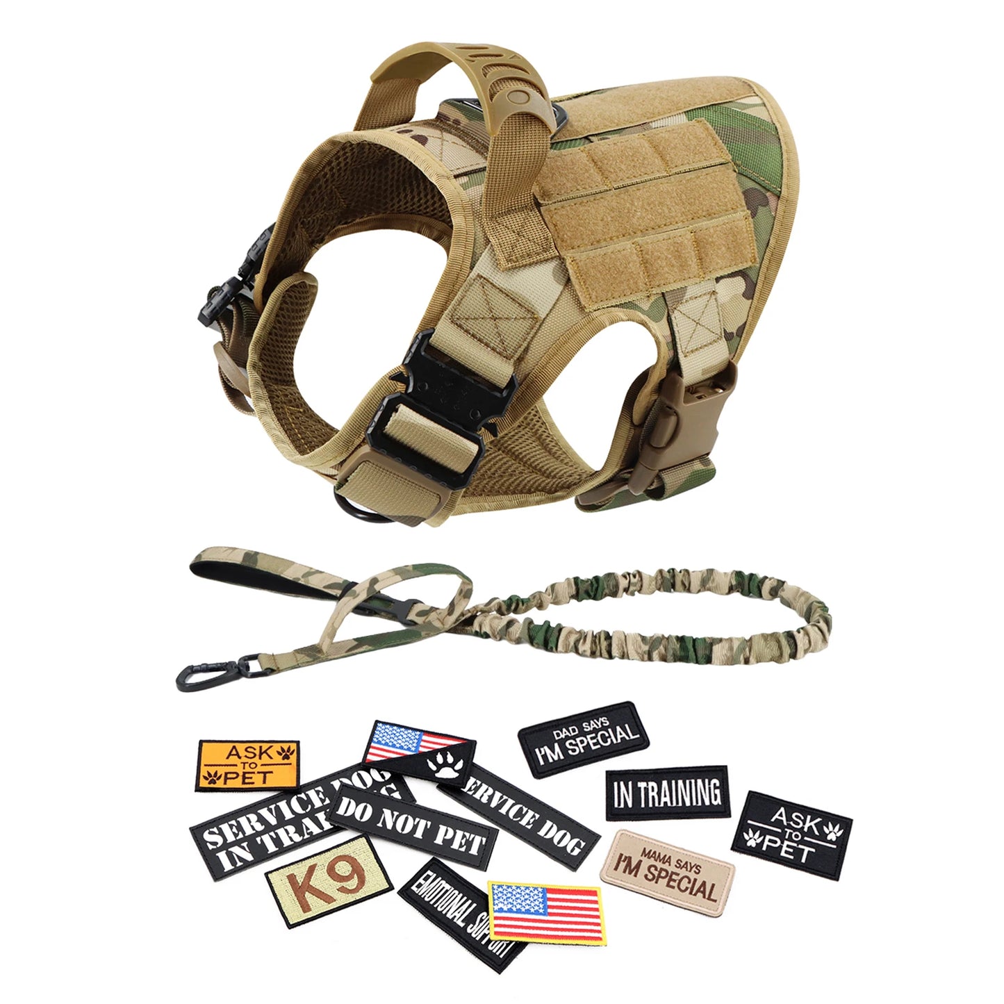 PetTravel Military Dog Harness Vest Set For Malinois Training