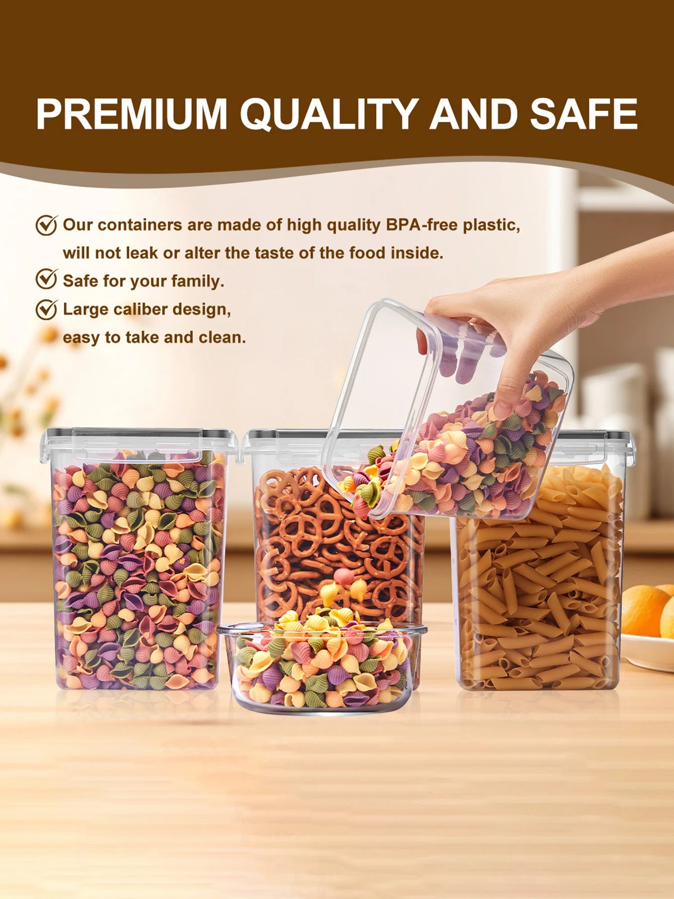 Sealed Food Storage Containers with Lids for Kitchen Pantry Jars