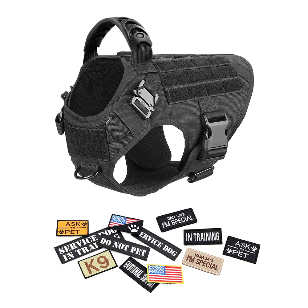 PetTravel Military Dog Harness Vest Set For Malinois Training