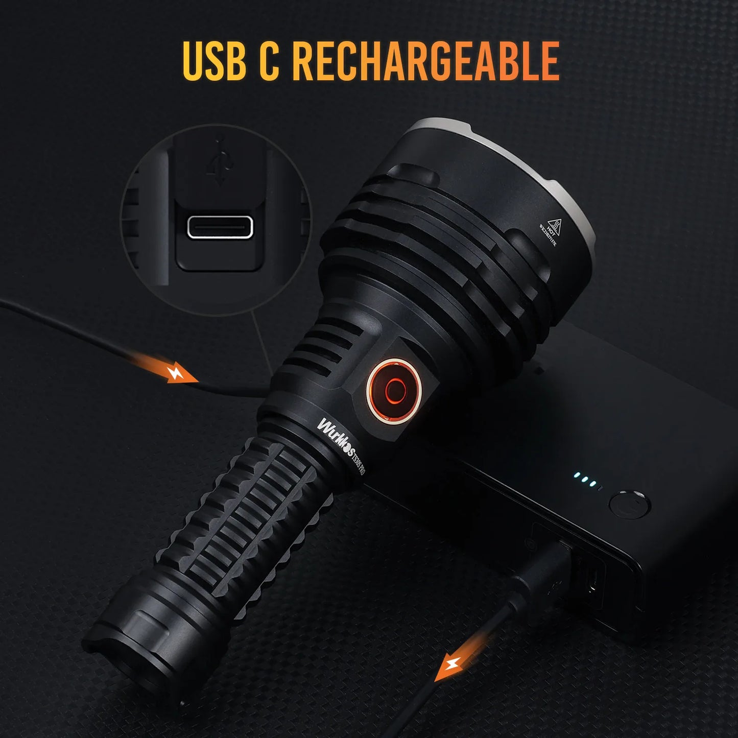 Wurkkos TS30S Pro 21700 Rechargeable Tactical Flashlight USB-C Power Bank