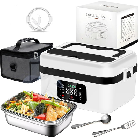 Rechargeable 8000mAh Timer Lunch Box With Automatic Heating And Utensils