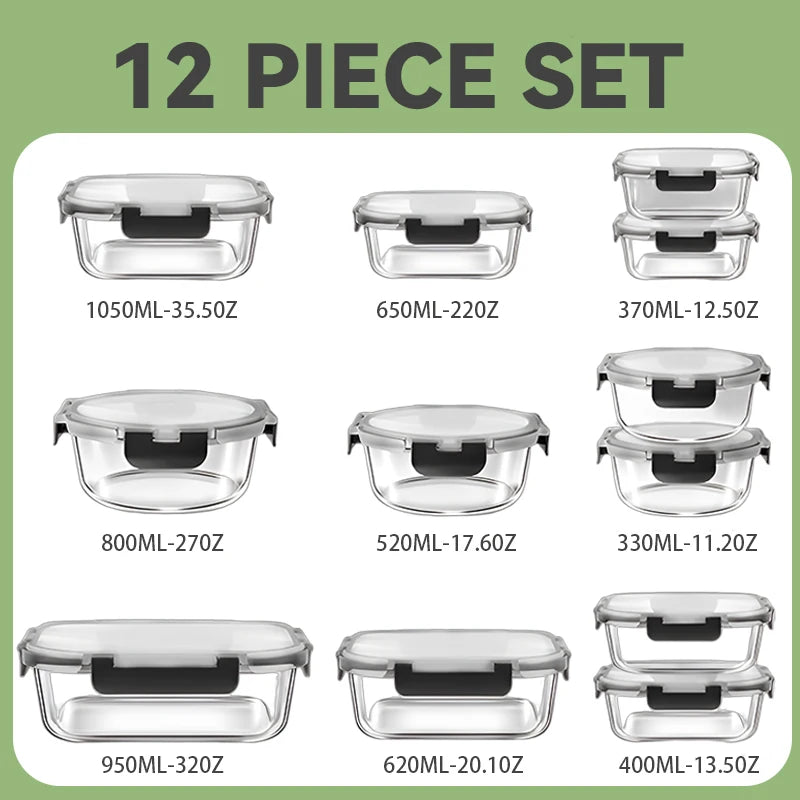 Glass Lunch Box Meal Prep Containers Airtight BPA Free