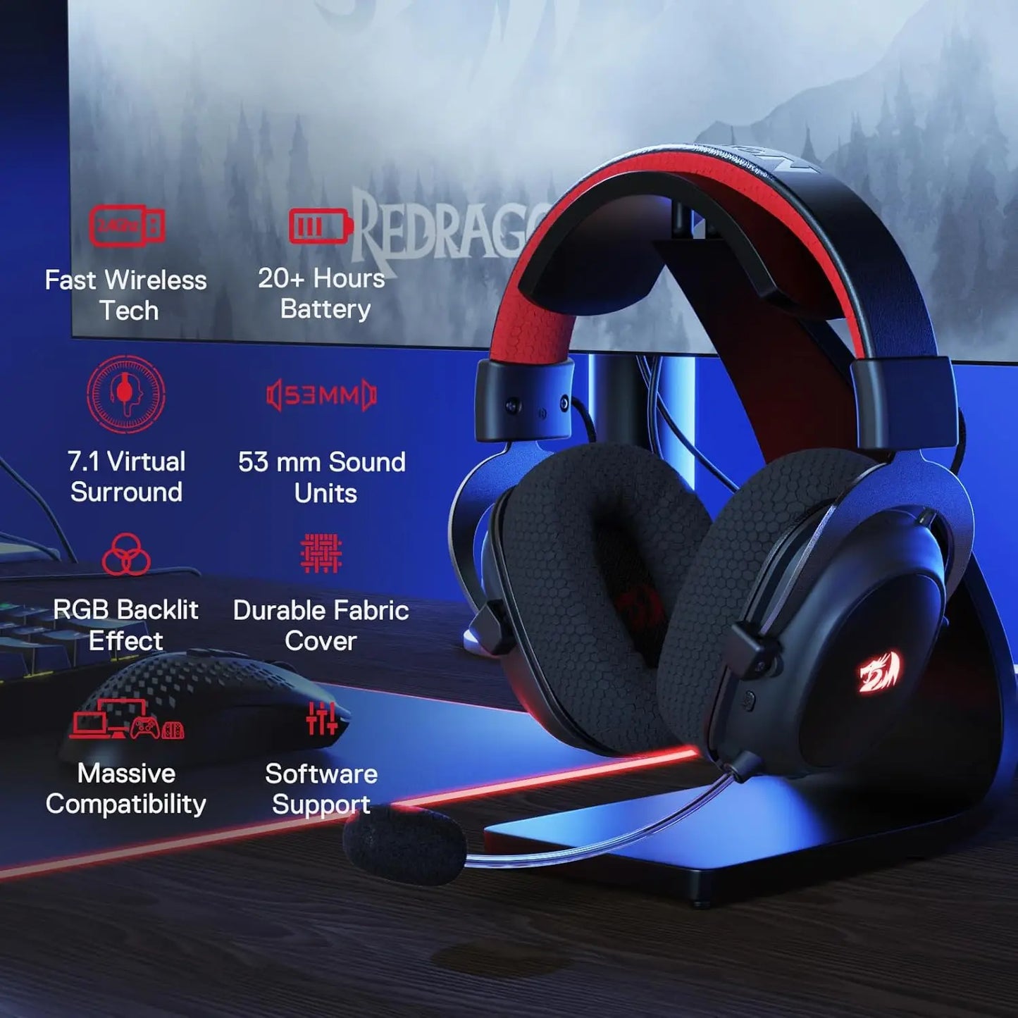 Redragon H510 Pro Zeus-X RGB Wireless Gaming Headset