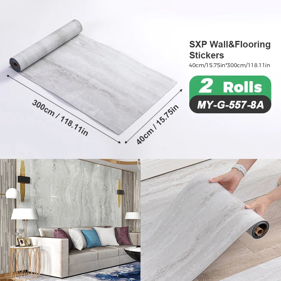 Self Adhesive Wall And Floor Sticker Wood Grain Marble Design