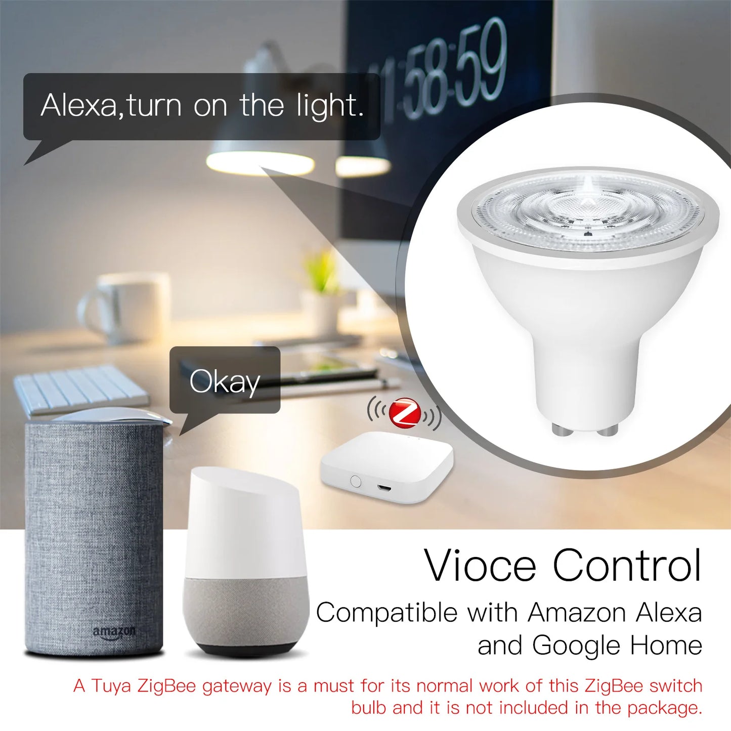 MOES Tuya ZigBee GU10 Smart LED Bulbs RGB CW Dimmable