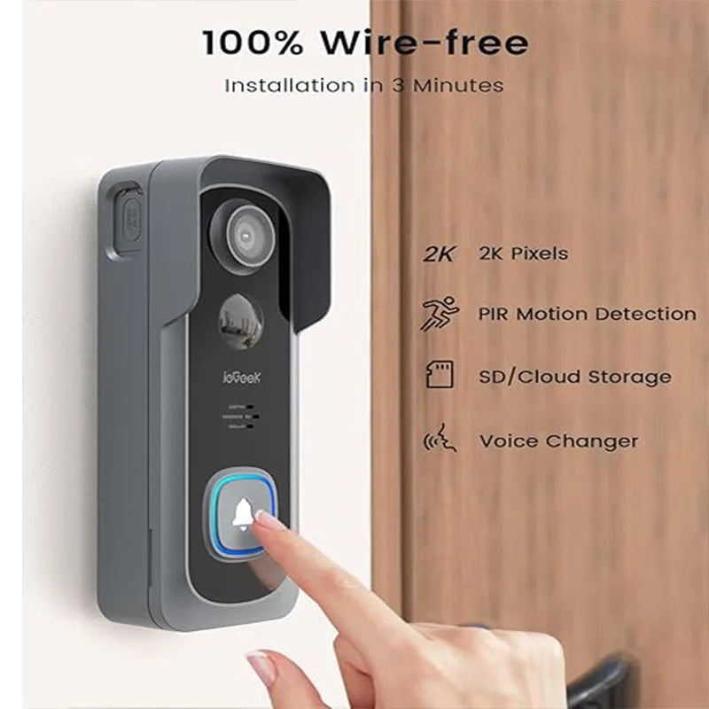 IeGeek 2K Wireless Video Doorbell With AI And Motion Detection