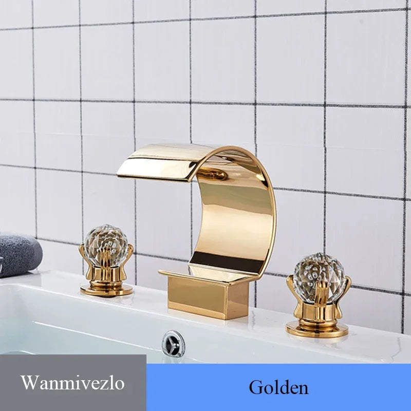 Wanmivezlo Basin Faucet Deck Mount Widespread Brass Dual Handle Tap
