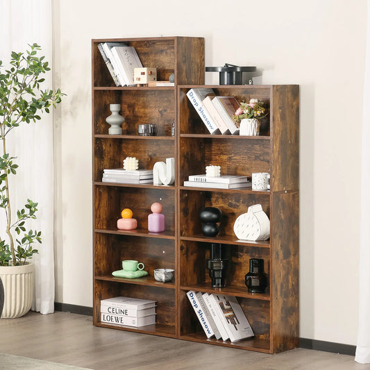 JHK 6-Tier Wooden Shelf Bookcase for Living Room and Office