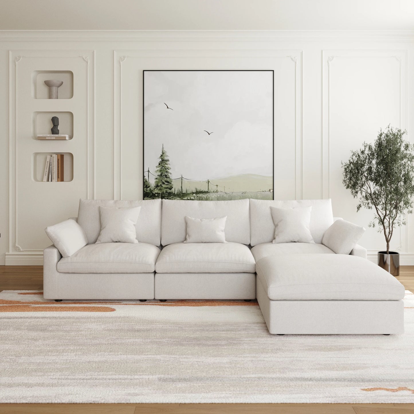 Sdorens Cloud L-Shaped Sectional Sofa With Ottoman