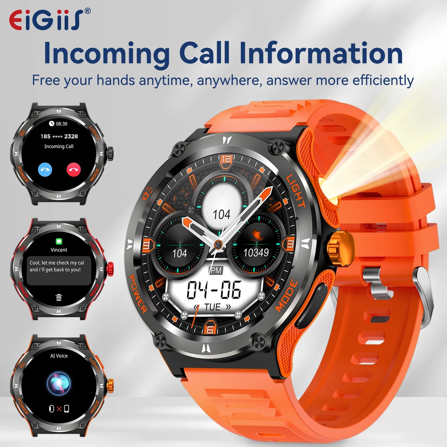 EIGIIS Smart Watch 3ATM Waterproof KT76 With HeartRate