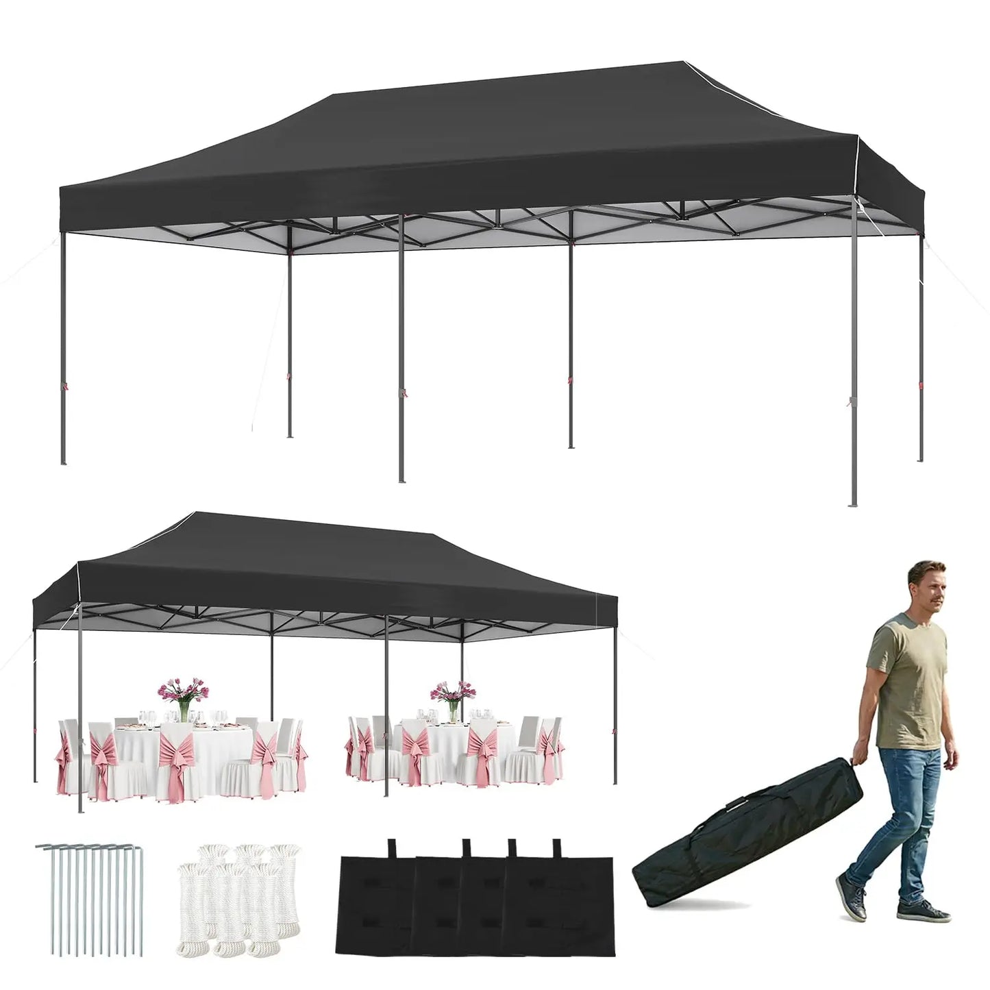 Pop Up Canopy Shelter Easy Up Outdoor Tent Roller Bag