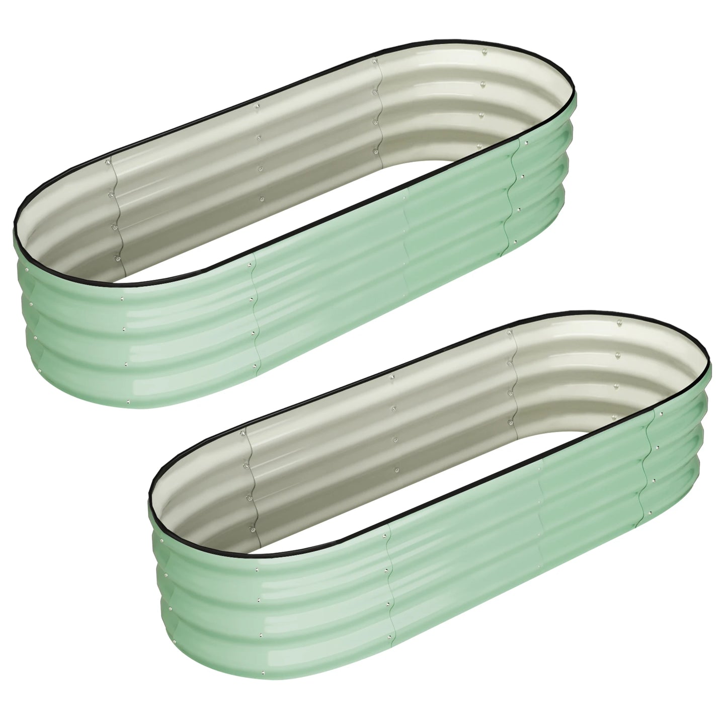 HiMISS Two Pack Oval Galvanized Raised Garden Beds