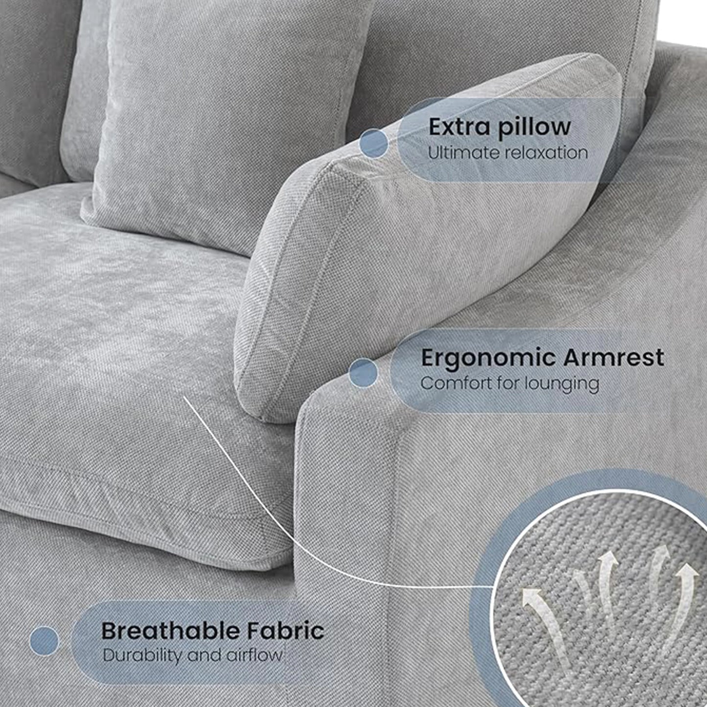 Sdorens Cloud L-Shaped Sectional Sofa With Ottoman