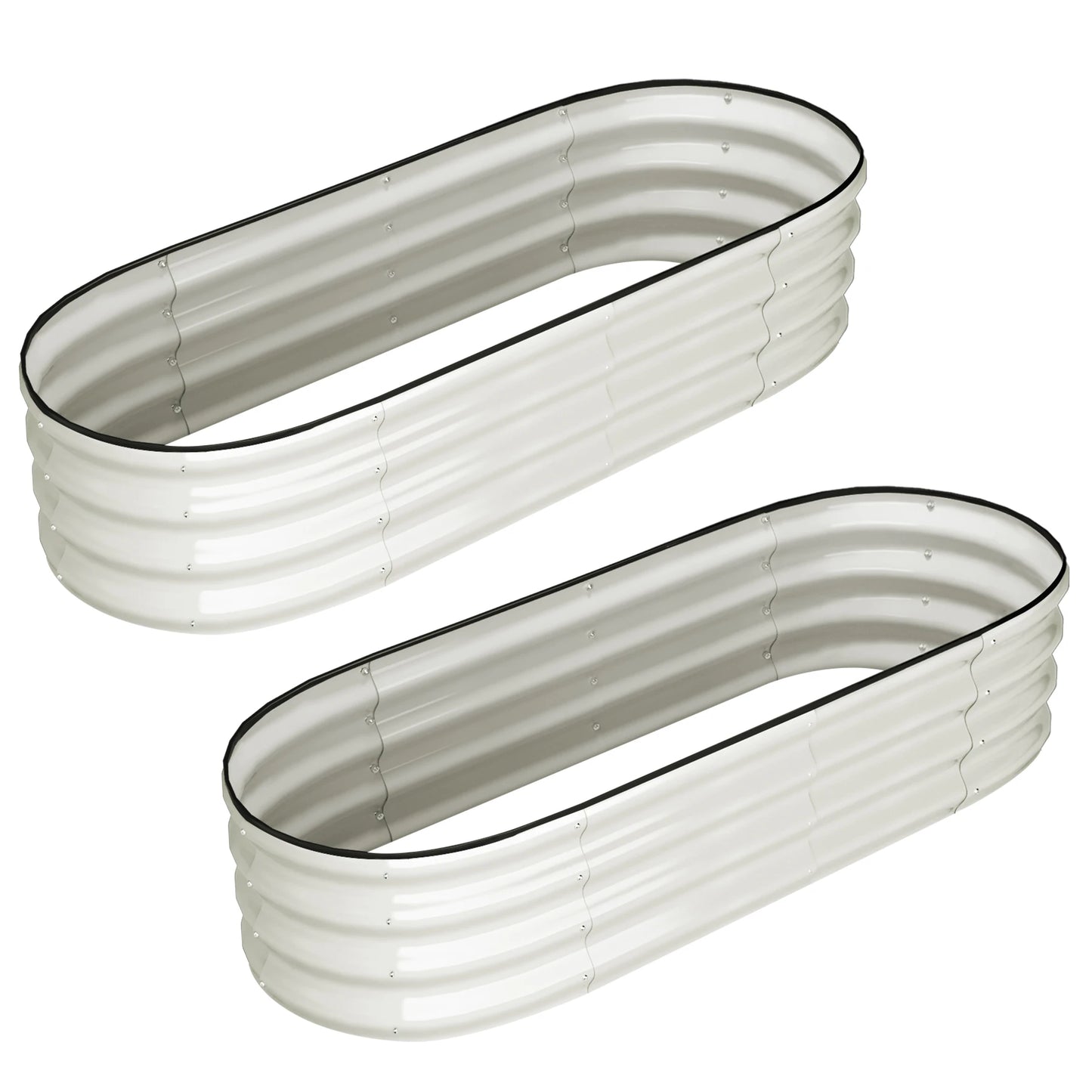 HiMISS Two Pack Oval Galvanized Raised Garden Beds