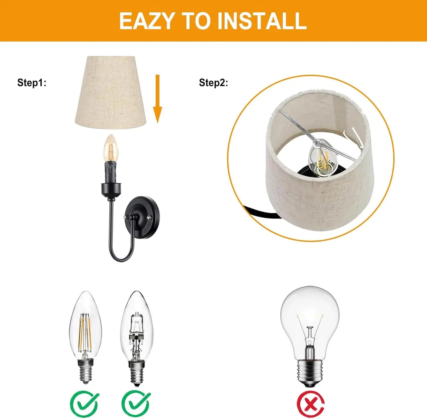 Mini Linen Clip On Lamp Shade Set Of Six For E12 Candelabra Bulbs