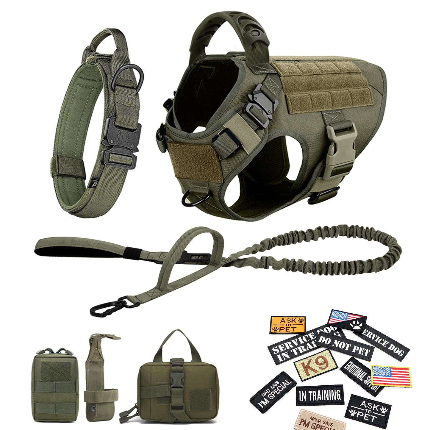 PetTravel Military Dog Harness Vest Set For Malinois Training