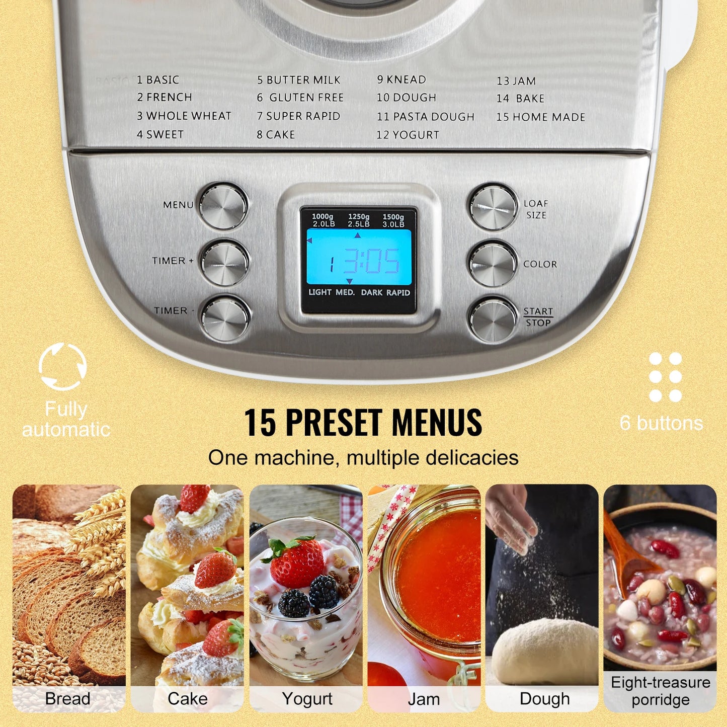 SucceBuy 15-in-1 Bread Maker With Gluten Free Setting