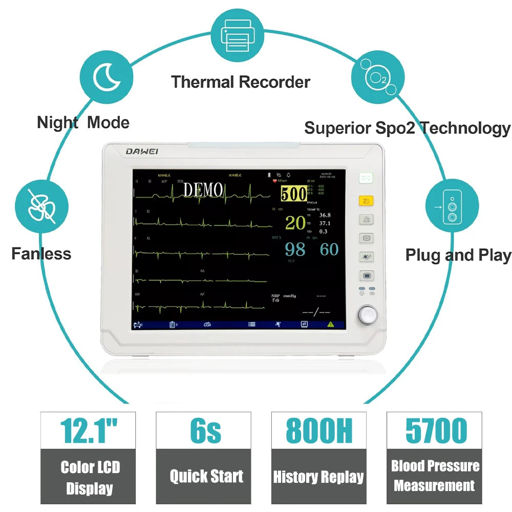 Dawei Portable Veterinary Monitor 6 Parameter With LCD Display For Pets