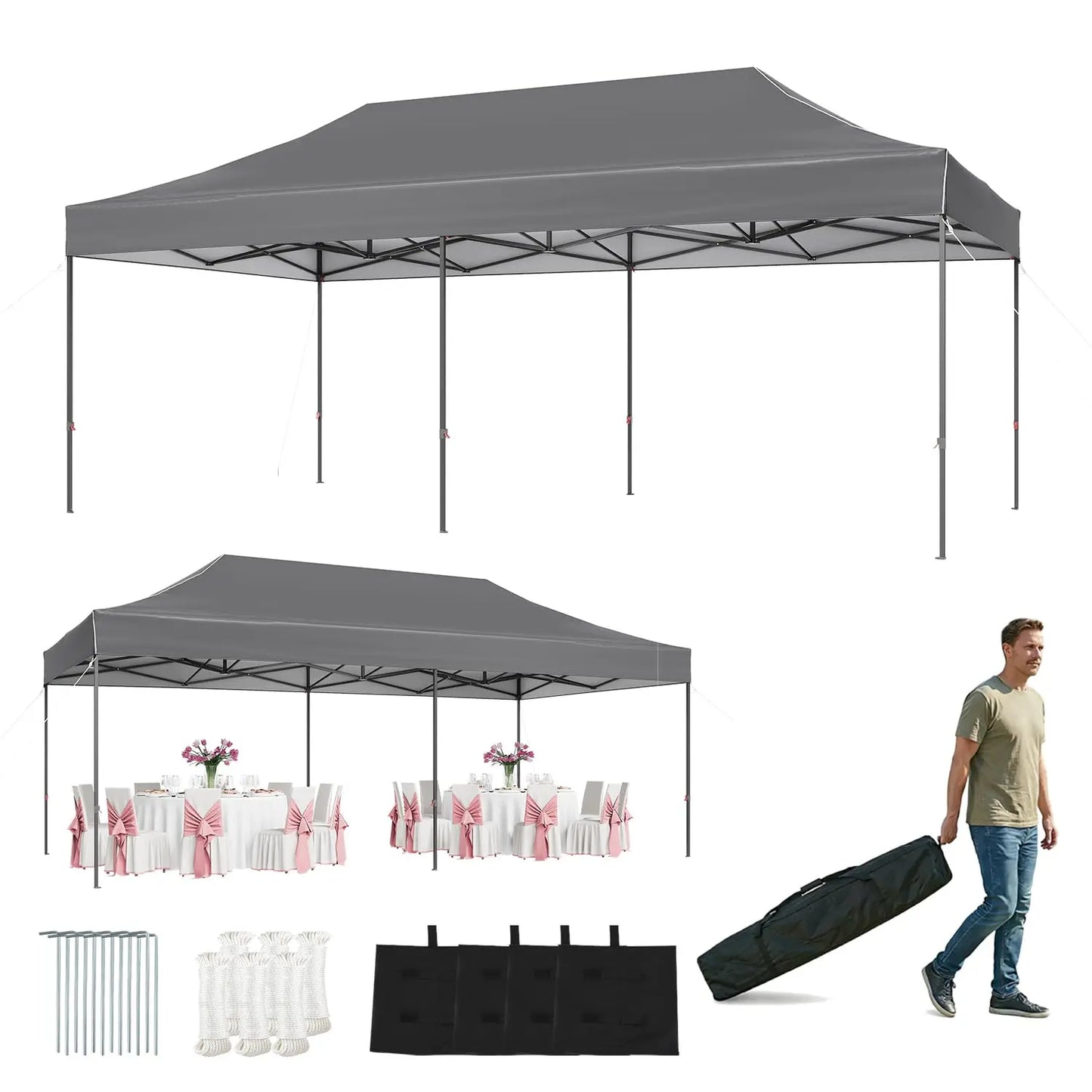 Pop Up Canopy Shelter Easy Up Outdoor Tent Roller Bag