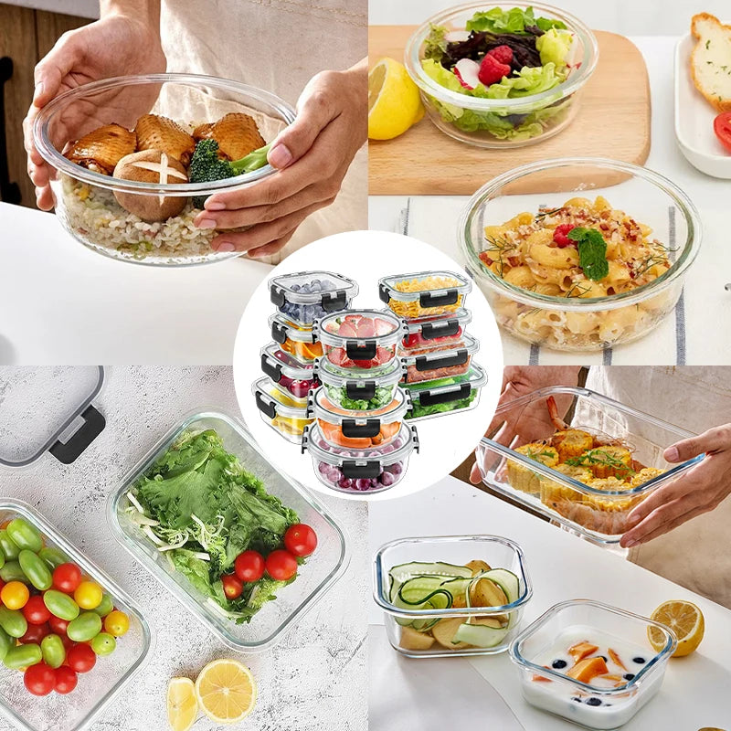 Glass Lunch Box Meal Prep Containers Airtight BPA Free