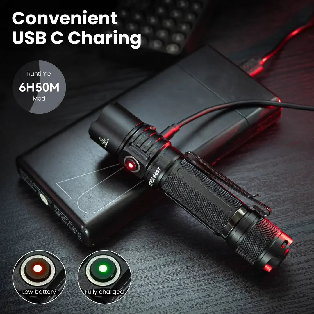 Sofirn SP35T 3800lm Tactical Flashlight USB C Rechargeable