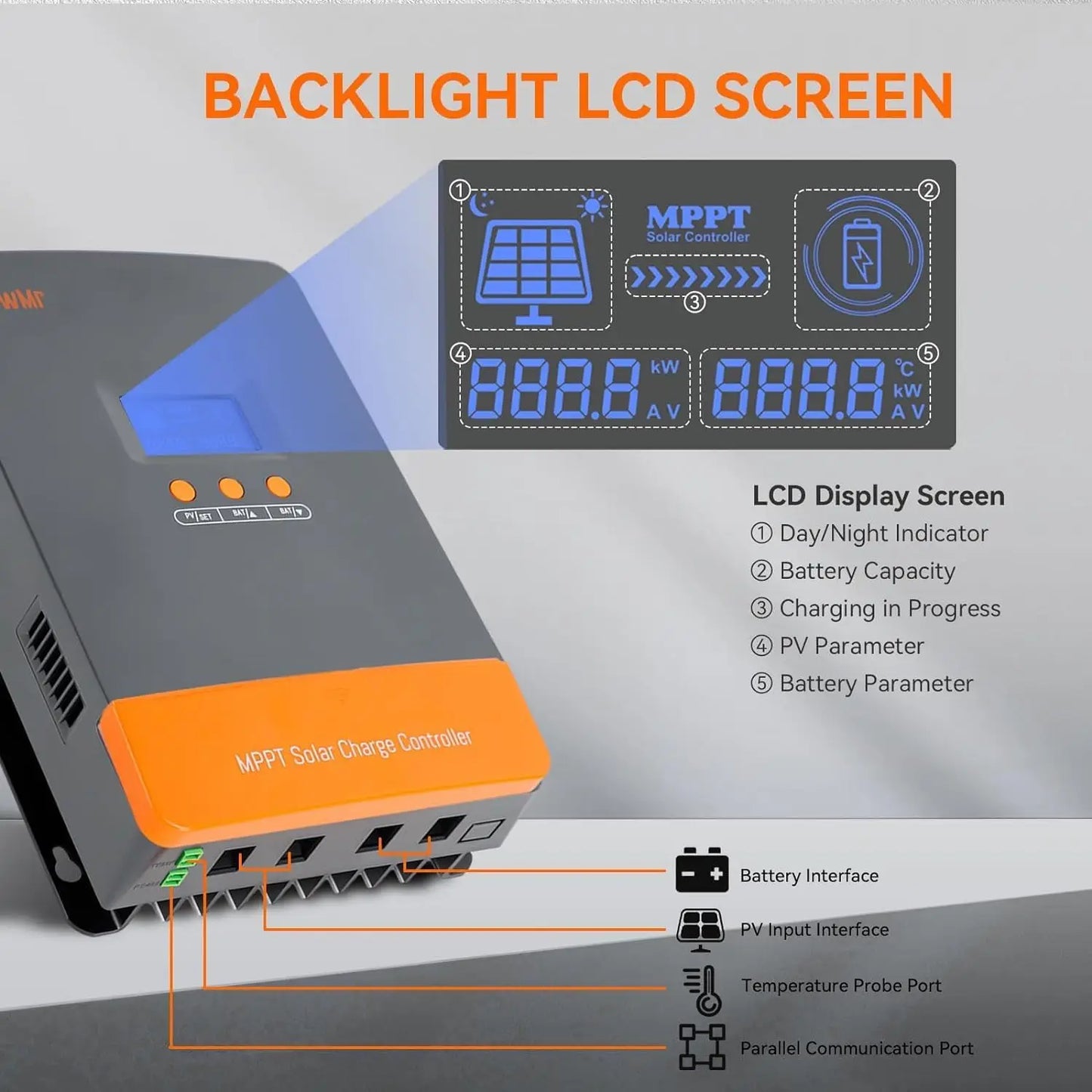 PowMr MPPT Solar Charge Controller 60A 80A 100A For 12V-48V