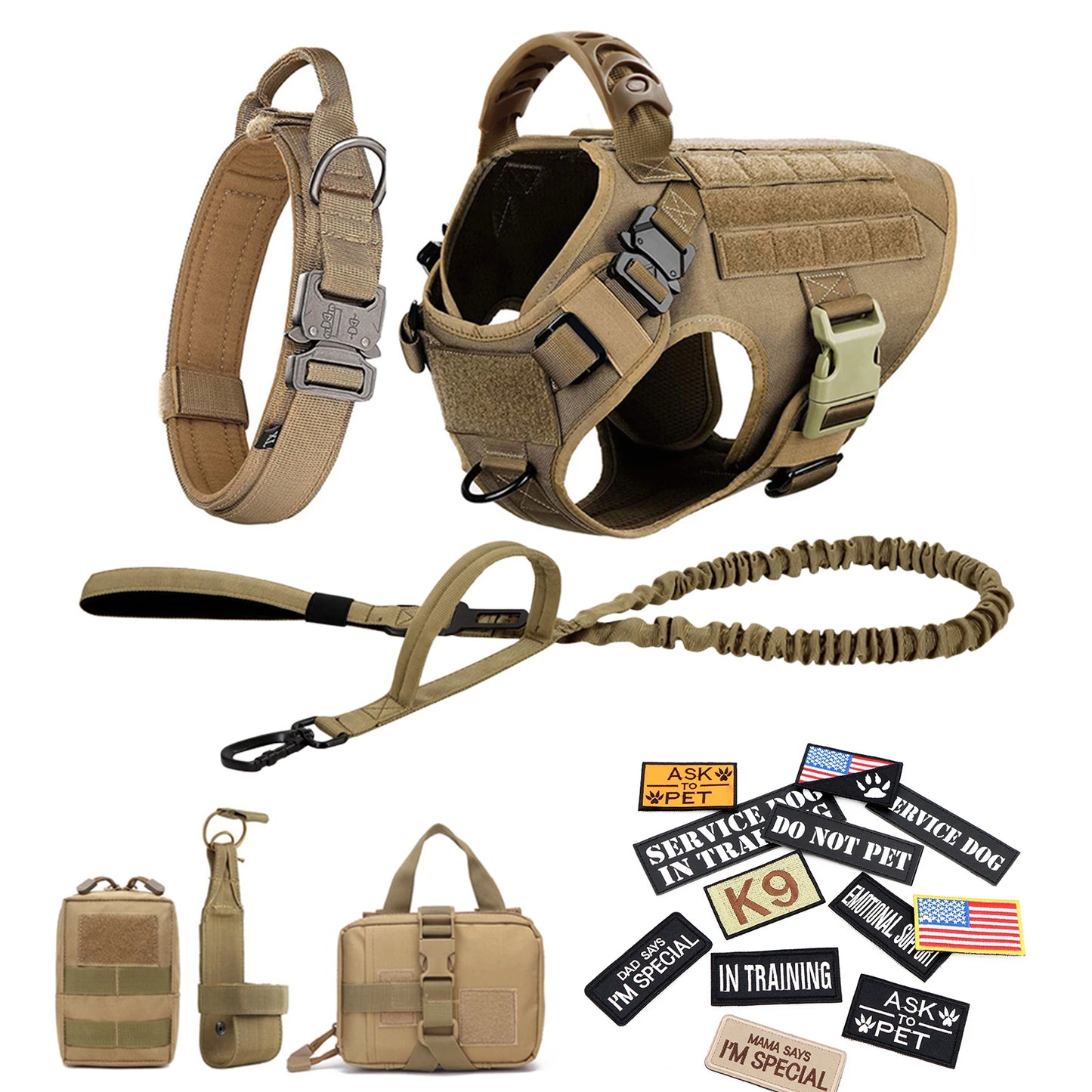 PetTravel Military Dog Harness Vest Set For Malinois Training