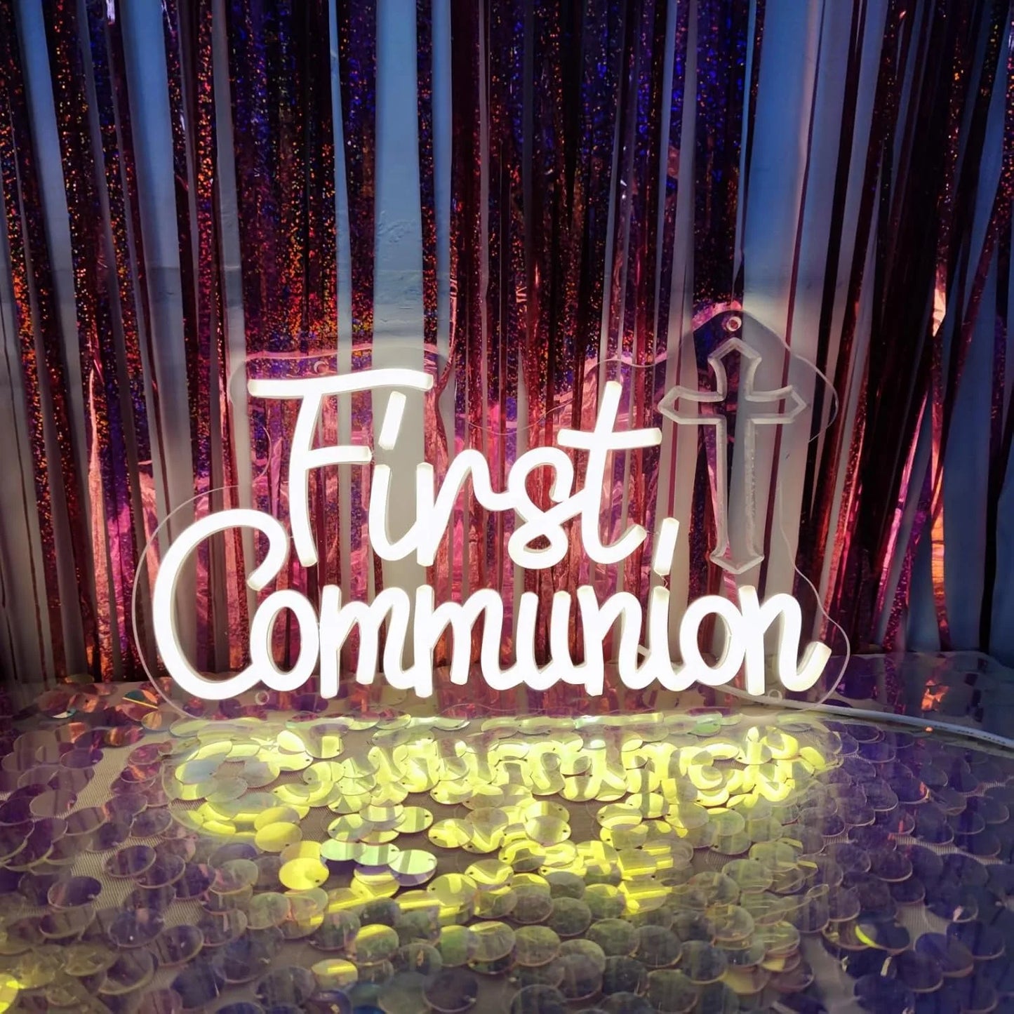 First Communion Neon Sign Led Wall Decor God Bless