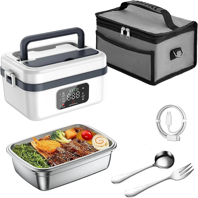 Rechargeable 8000mAh Timer Lunch Box With Automatic Heating And Utensils