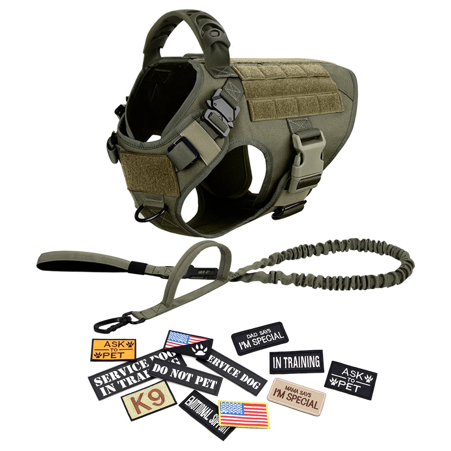 PetTravel Military Dog Harness Vest Set For Malinois Training