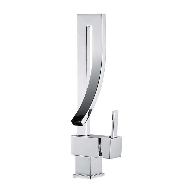Wanmivezlo Brass Deck Mounted Waterfall Basin Faucet Single Handle