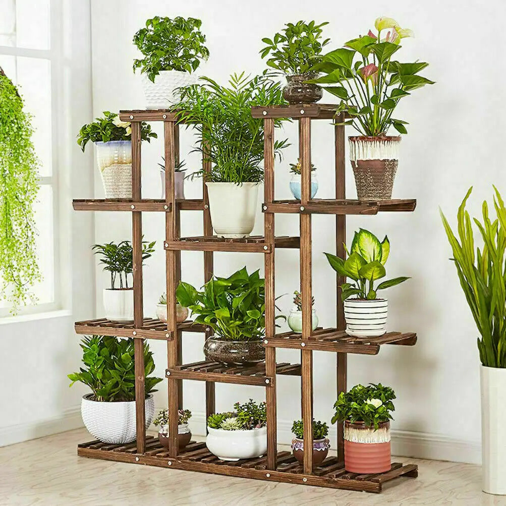Wisfor Wooden Plant Shelf Indoor Outdoor Multi-Tier Display Stand
