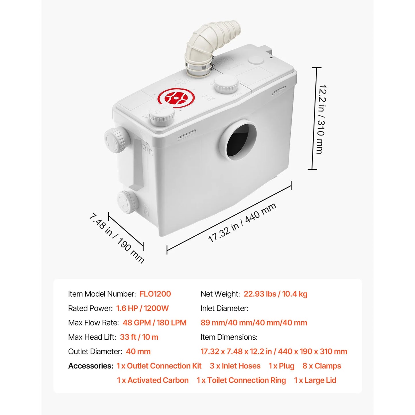 Succebuy Macerator Pump 500W 700W 900W 1200W Waste Water Upflush
