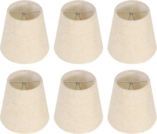 Mini Linen Clip On Lamp Shade Set Of Six For E12 Candelabra Bulbs